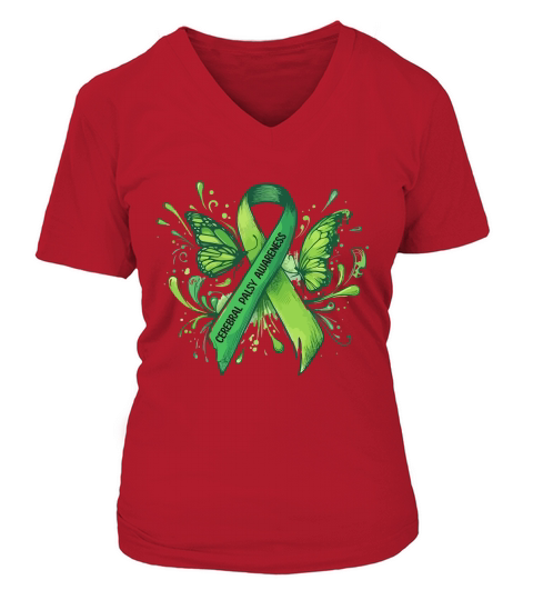 cerebral palsy butterfly 02 V-neck T-Shirt Woman