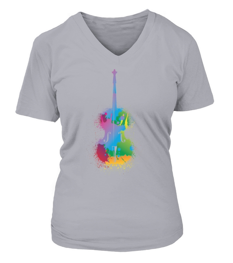 Colorful Cello Retro Music Lover Cellist V-neck T-Shirt Woman