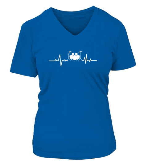 Drumset Heartbeat Drummer V-neck T-Shirt Woman