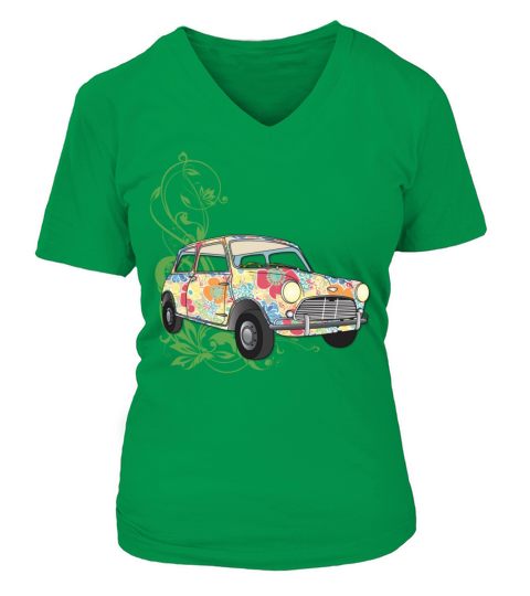 floral car V-neck T-Shirt Woman