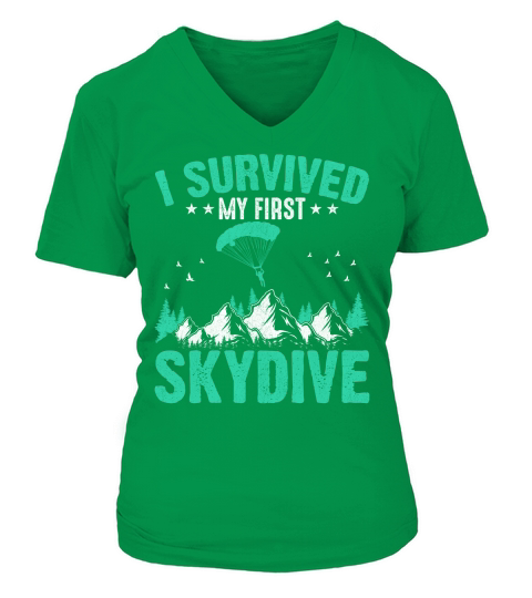 I survived my first skydive 04 V-neck T-Shirt Woman