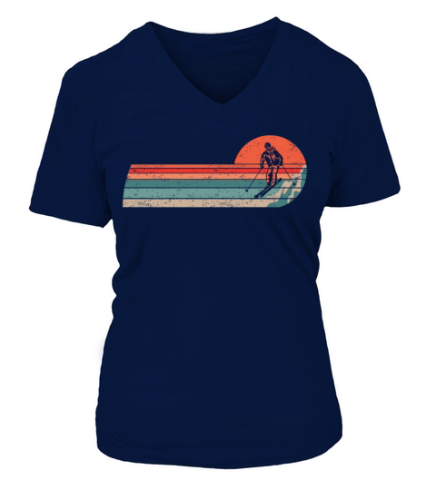 Ski Vintage Skiing Skiers Skier V-neck T-Shirt Woman