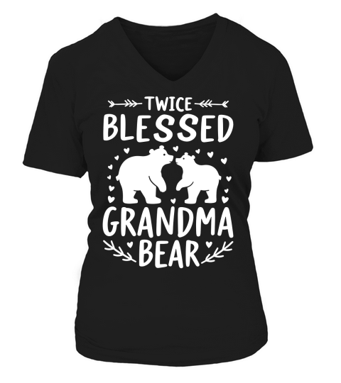 Twice blessed grandma bear V-neck T-Shirt Woman