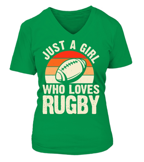 Vintage Rugby Player just a girl who loves rugby V-neck T-Shirt Woman