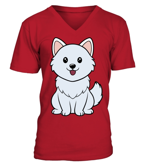 American Eskimo Dog 02 V-Neck T-shirt