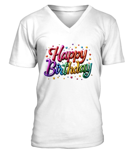 Festive Happy Birthday V-Neck T-shirt