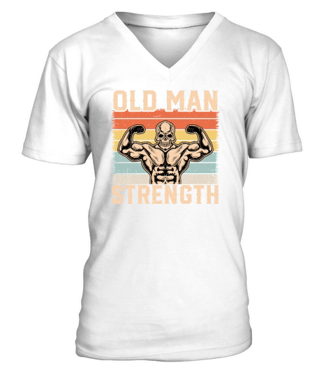 Gym Retro Vintage old man strength V-Neck T-shirt