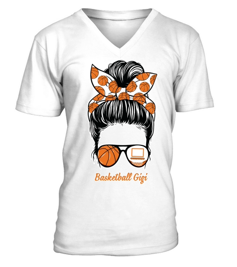 mothers day   Basketball Gigi Messy Bun V-Neck T-shirt