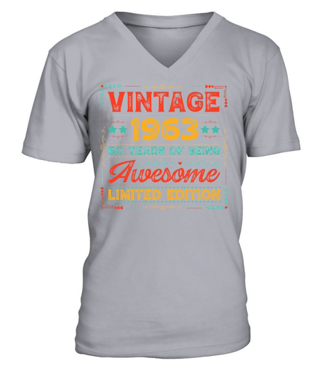 Vintage 1963 Being Awesome Limited Edition Birthday (1) V-Neck T-shirt