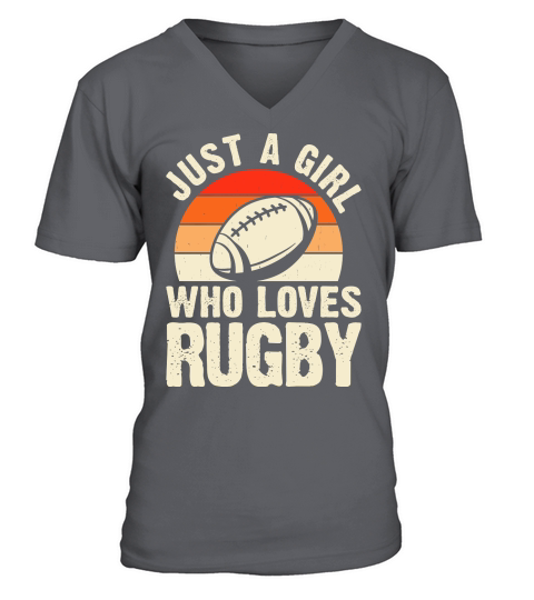 Vintage Rugby Player just a girl who loves rugby V-Neck T-shirt