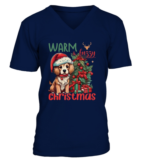 Warm & fuzzy christmas Dog 1 V-Neck T-shirt