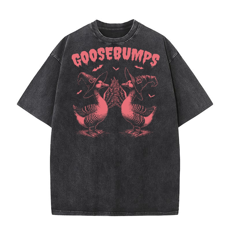 0502 Goosebumps Halloween Witch Goose D Red Washed T-Shirt