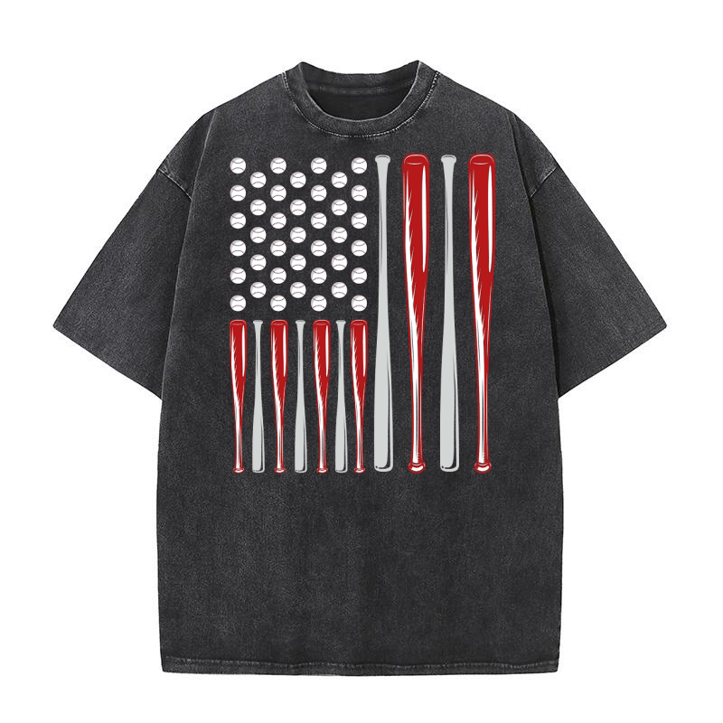 American Baseball Flag Vintage Washed T-Shirt