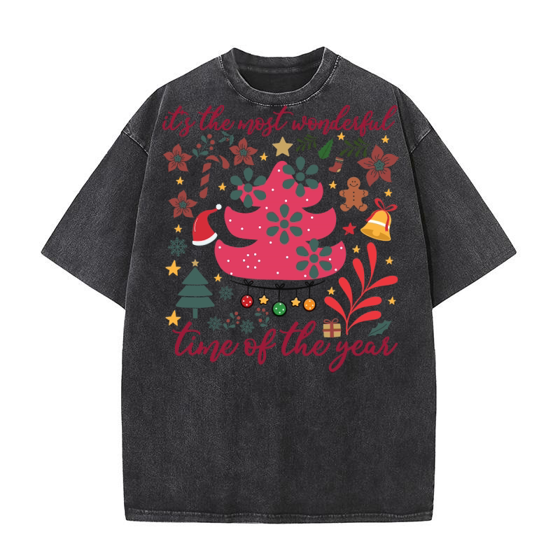 BOHO FLOWERS CHRISTMAS 3 04 Washed T-Shirt
