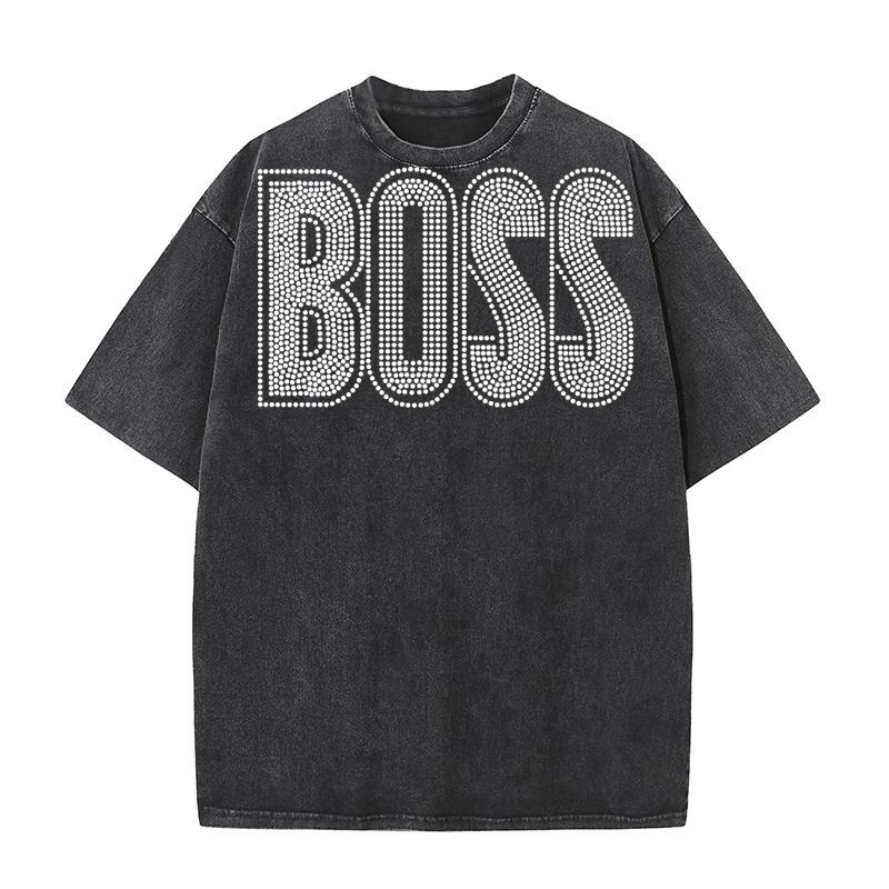 Boss Rhinestone Templates 3 Washed T-Shirt