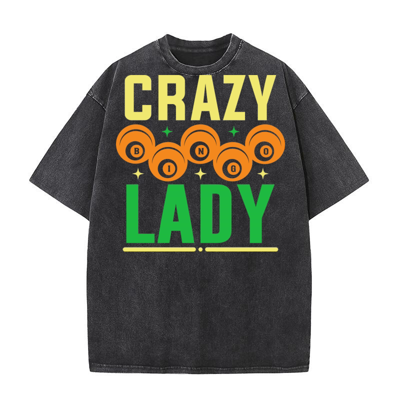 Crazy Bingo Lady 04 Washed T-Shirt