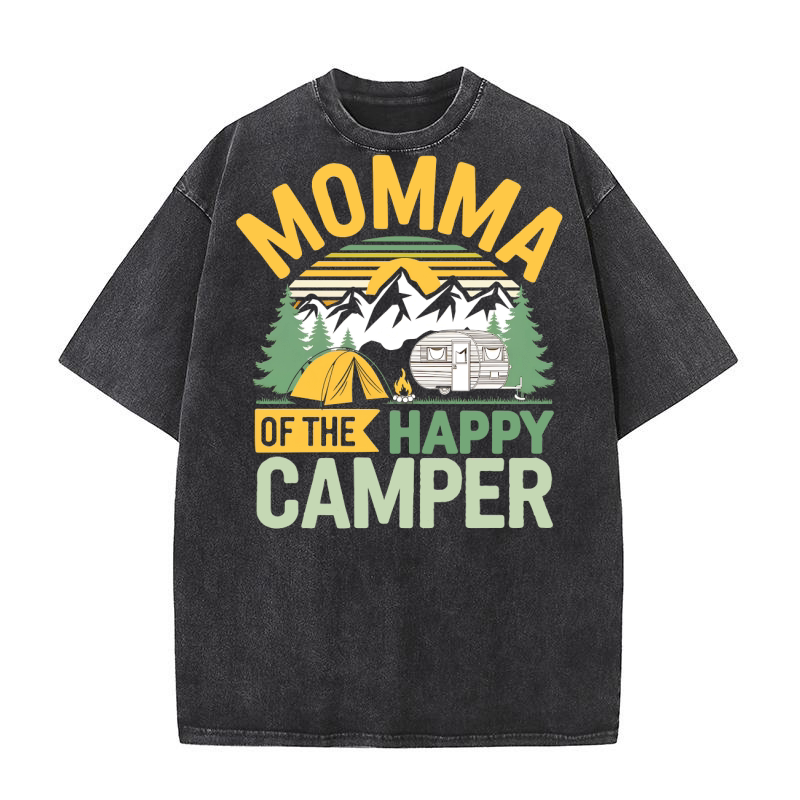Momma Of The happy Camper Washed T-Shirt