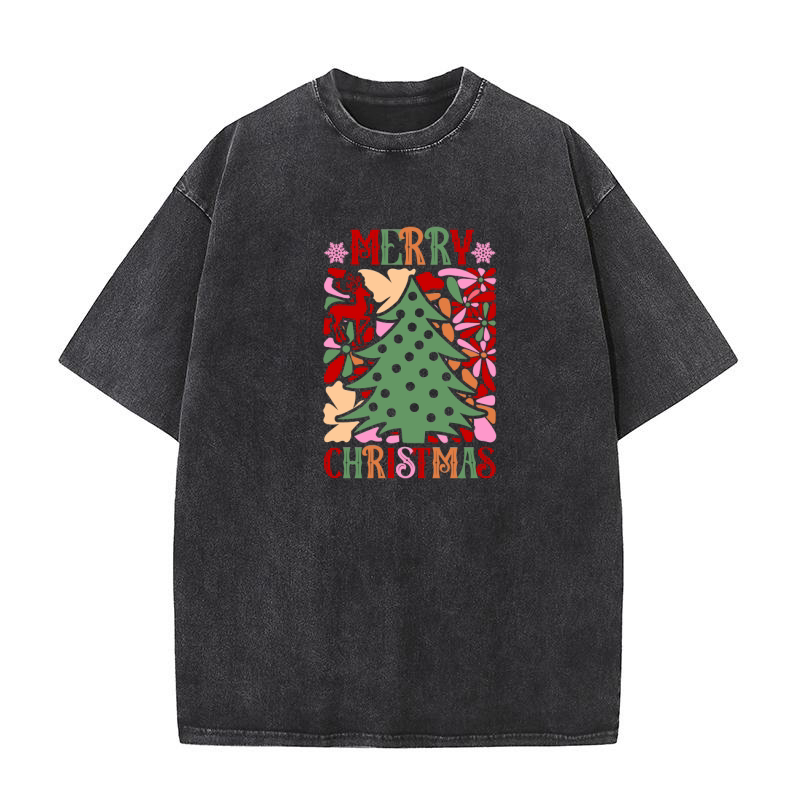 Retro Boho Merry Christmas 4 04 Washed T-Shirt