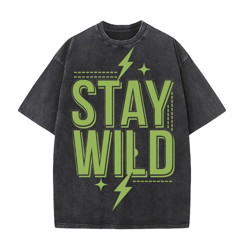 Stay Wild Green Washed T-Shirt