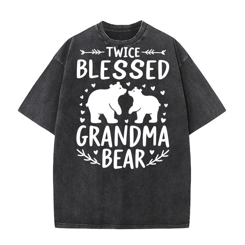Twice blessed grandma bear Washed T-Shirt