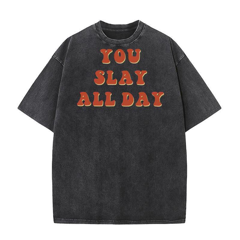 You Slay All Day Retro Red Washed T-Shirt