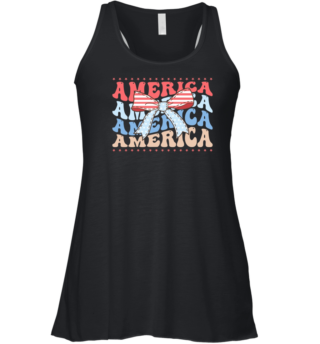 Coquette American Flag PNG Sublimation300 Women's Flowy Tank Top