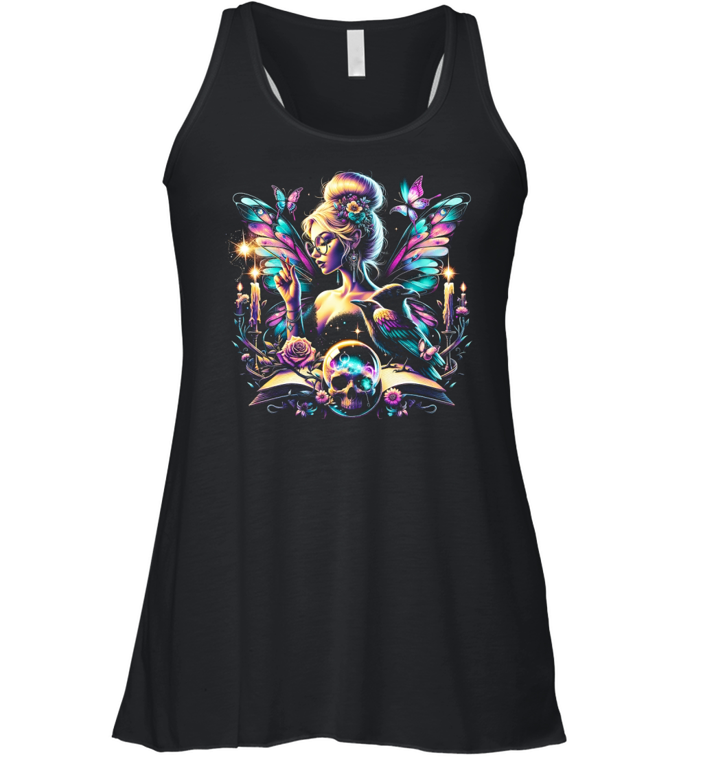 Mystical Gothic Fairy with Ravens Women's Flowy Tank Top