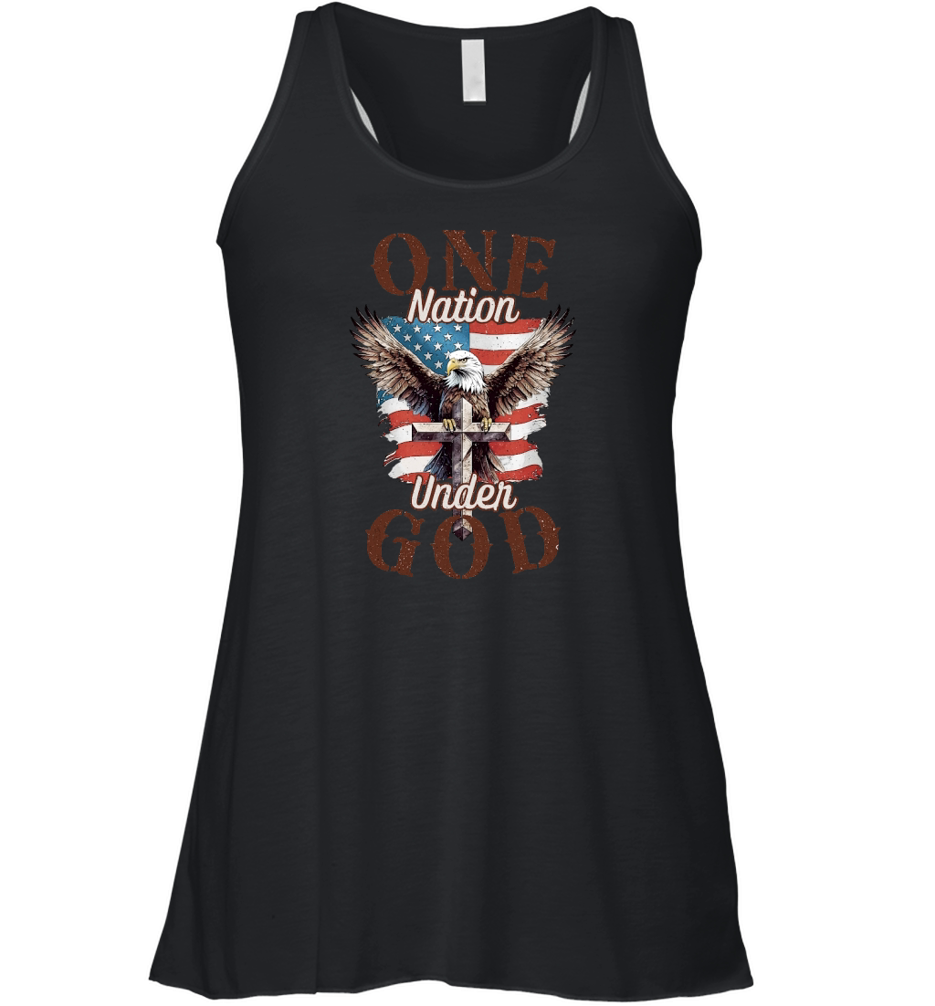 One Nation Under God Patriotic USA Flag Women's Flowy Tank Top