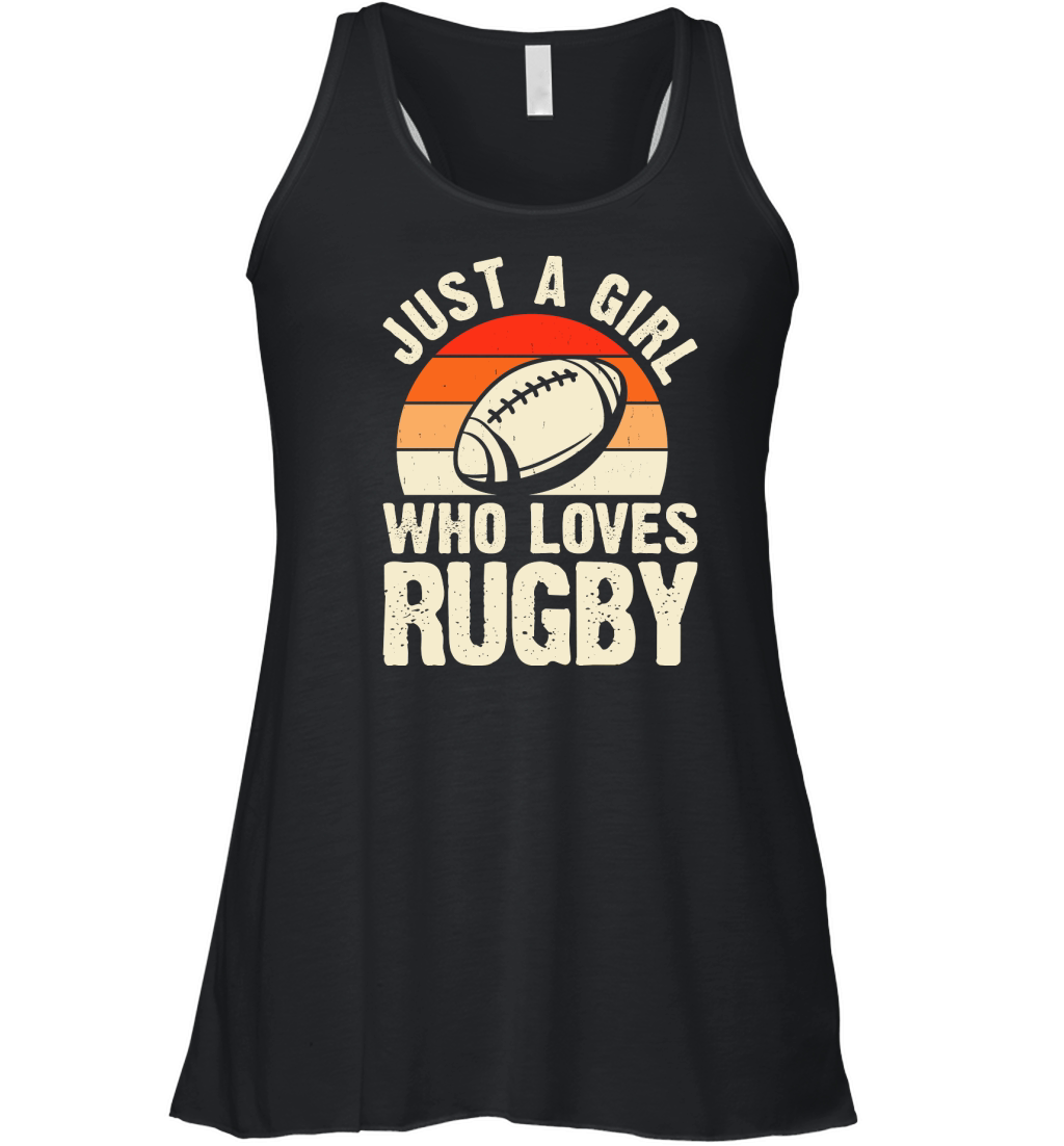 Vintage Rugby Player just a girl who loves rugby Women's Flowy Tank Top