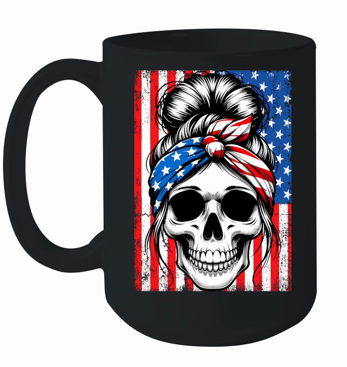 USA Flag Vintage Skeleton 4th of july Ceramic Mug