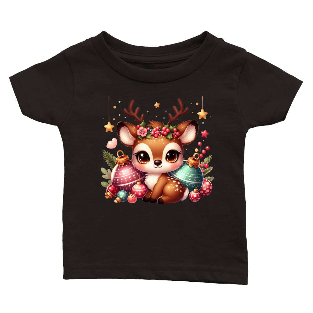 Cute Deer Christmas Watercolor Clipart1 Classic Baby Crewneck T-shirt