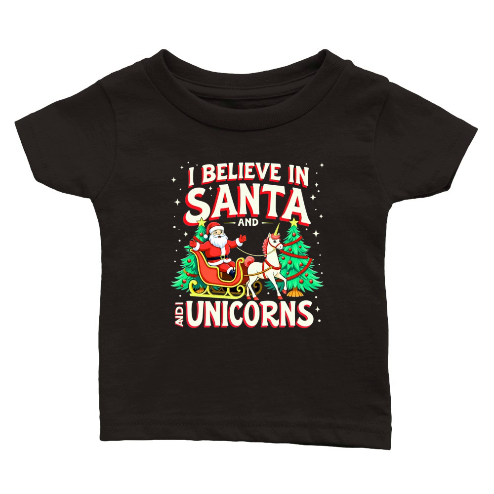 I Believe in Santa and I Unicorns Classic Baby Crewneck T-shirt