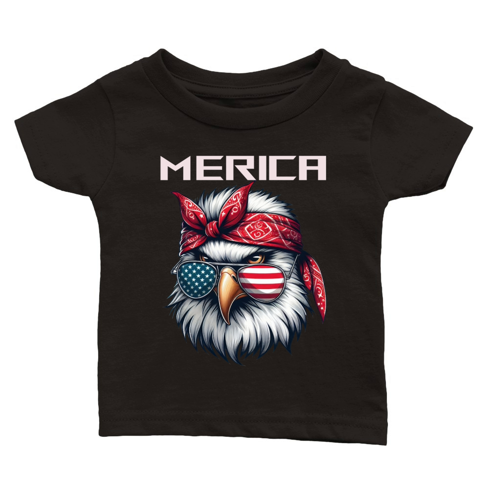 Patriotic Eagle Headband with Glasses Classic Baby Crewneck T-shirt