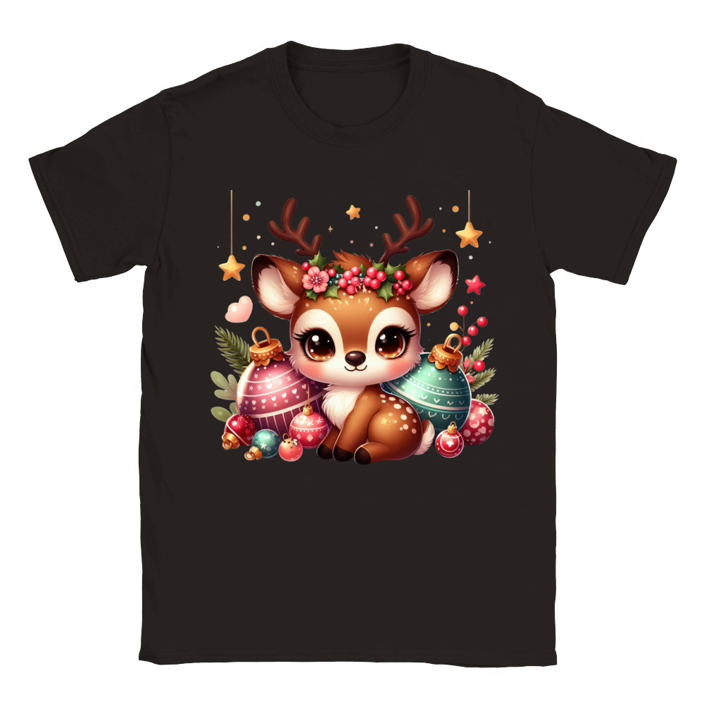 Cute Deer Christmas Watercolor Clipart1 Classic Kids Crewneck T-shirt