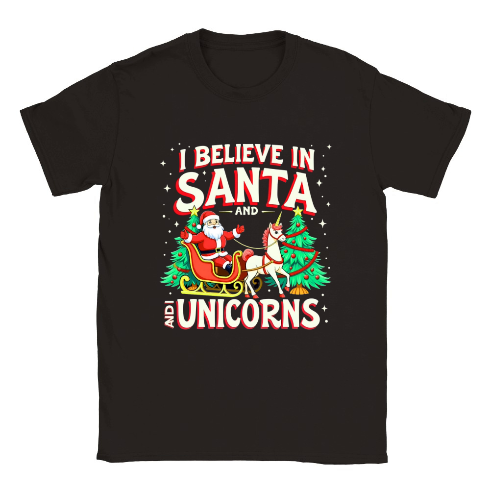 I Believe in Santa and I Unicorns Classic Kids Crewneck T-shirt