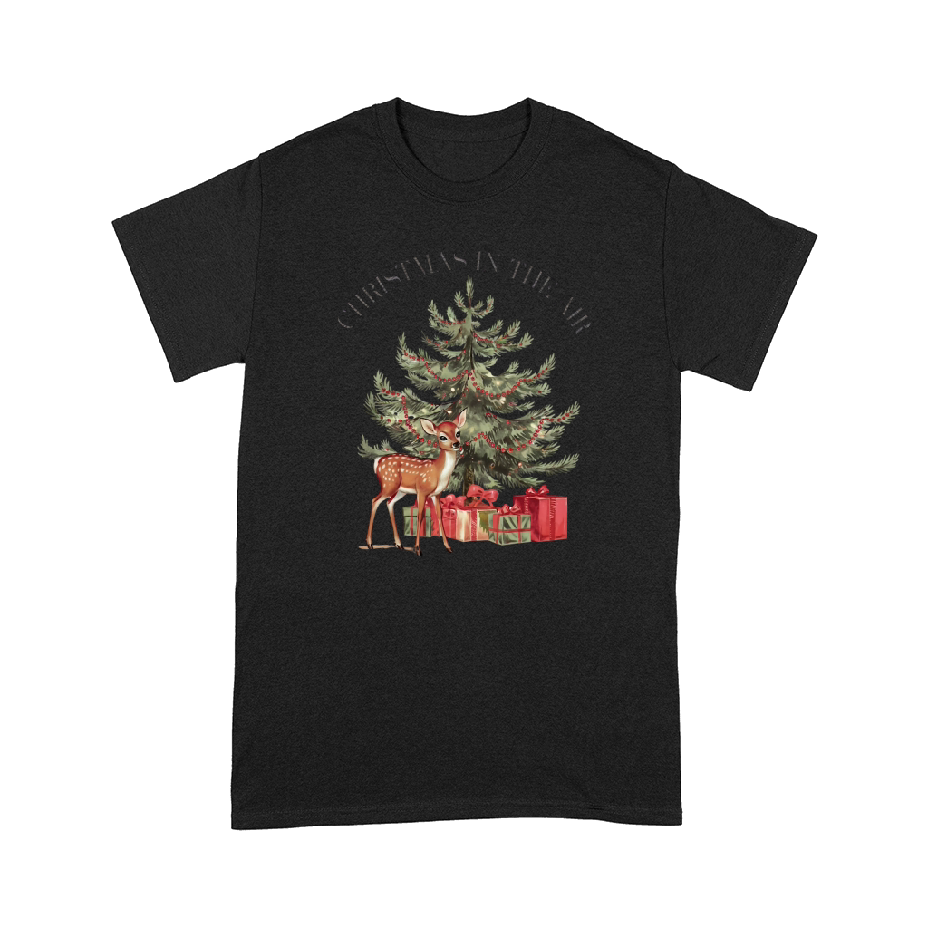 Christmas Tree Deer Scene Comfort T-shirt