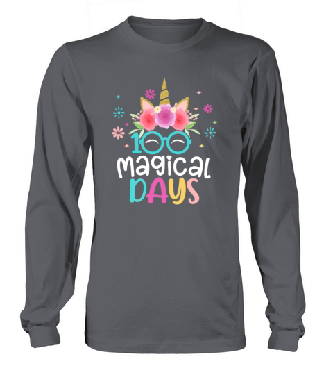 100th Days Of School Girls Cute Unicorn Face Long sleeved Unisex