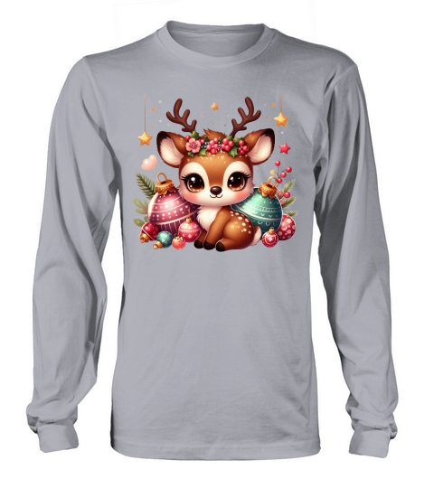 Cute Deer Christmas Watercolor Clipart1 Long sleeved Unisex