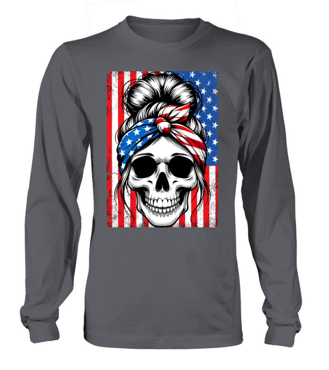 USA Flag Vintage Skeleton 4th of july Long sleeved Unisex