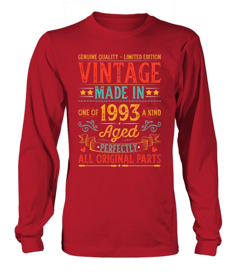 Vintage Made In 1993 Birthday T Shirt Design (1) Long sleeved Unisex