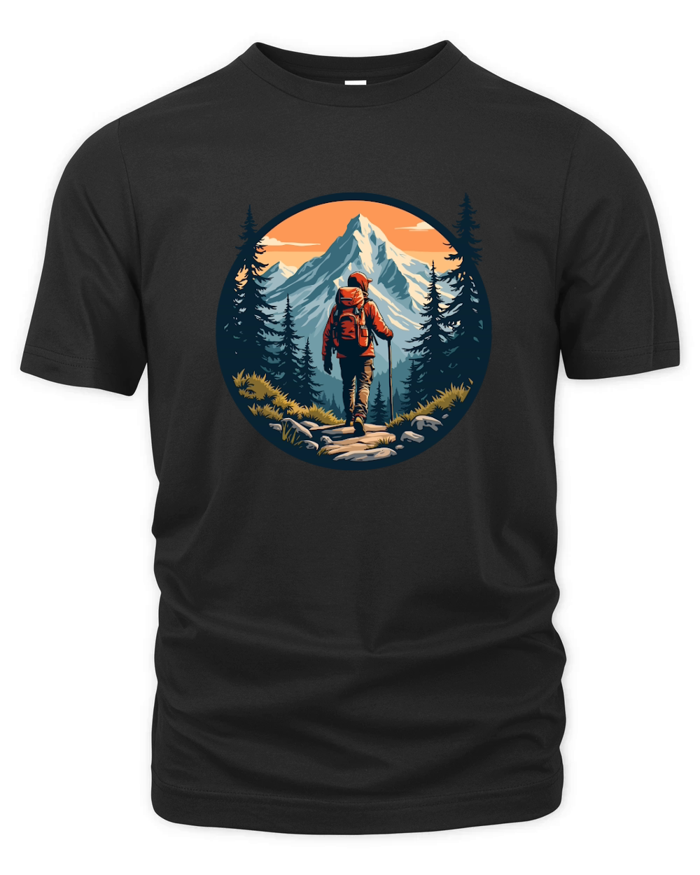 Mountain explorer hiking adventure Illus 13 Organic Unisex T-shirt
