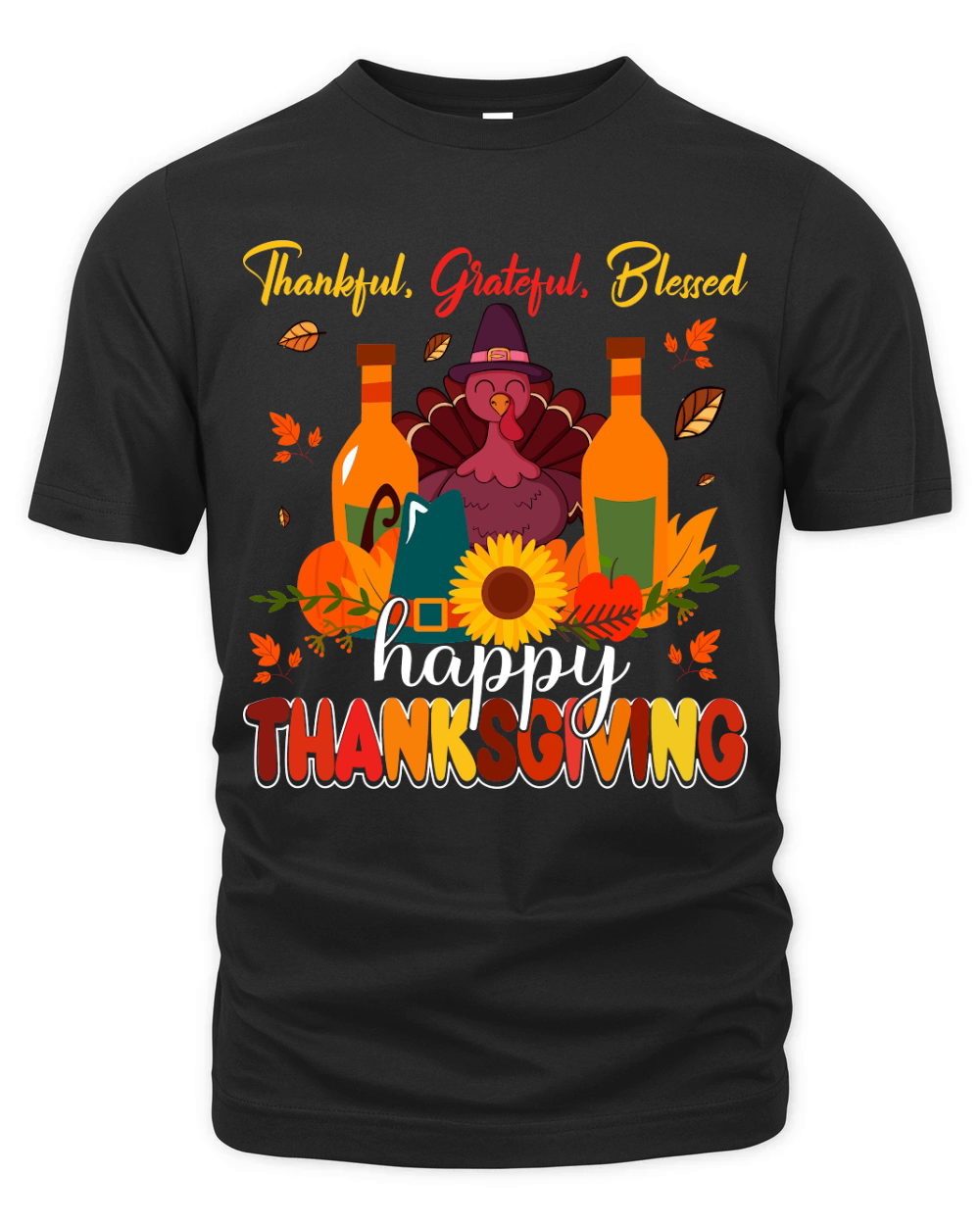 thankful grateful blessed happy thanksgiving Organic Unisex T-shirt