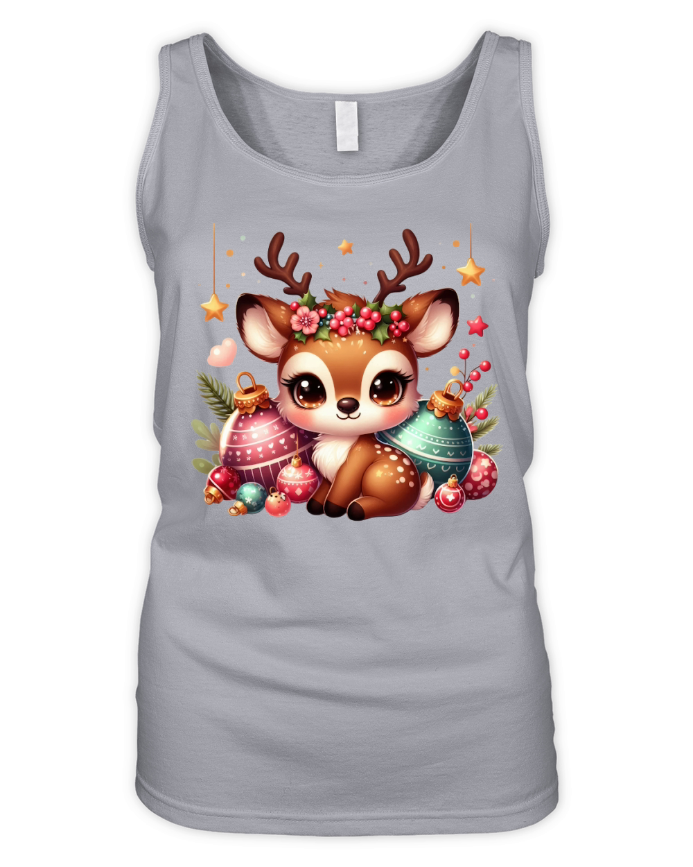 Cute Deer Christmas Watercolor Clipart1 Organic Women's Tank Top