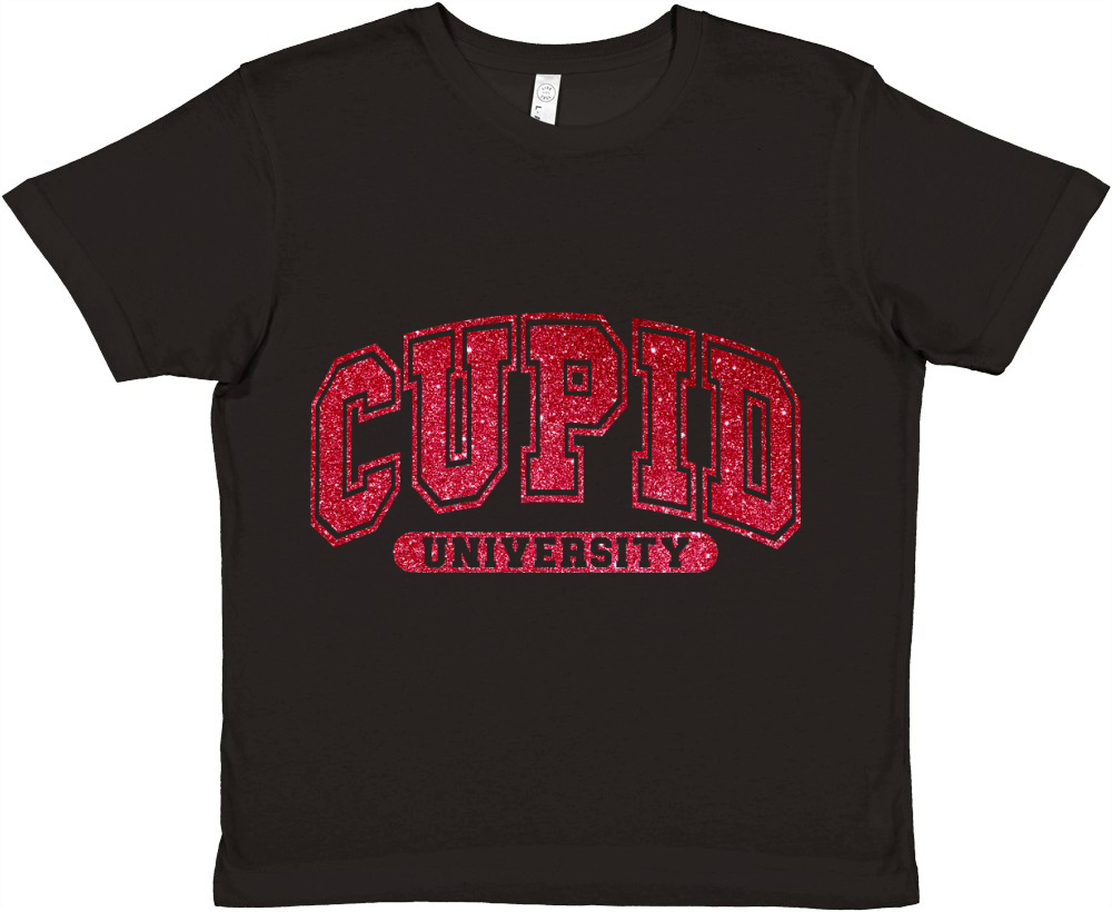 Cupid University Glitter Premium Kids Crewneck T-shirt