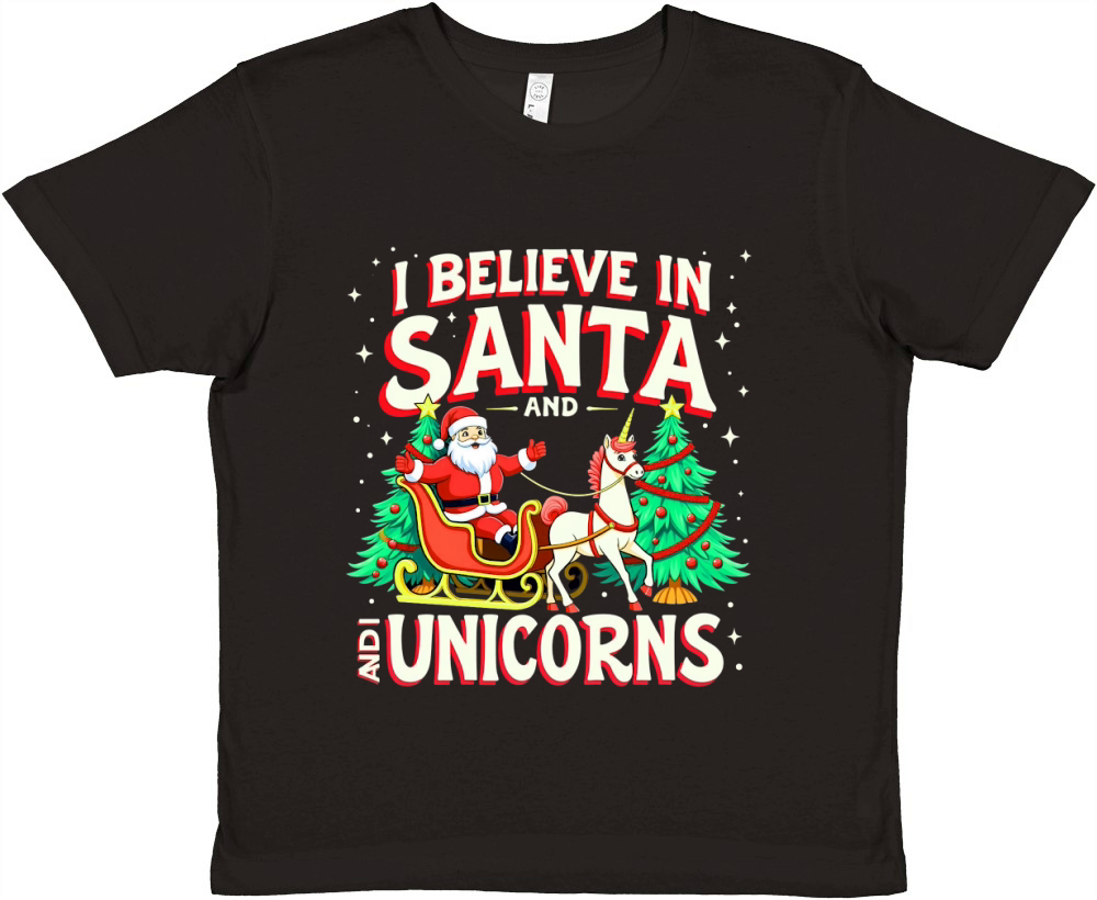 I Believe in Santa and I Unicorns Premium Kids Crewneck T-shirt
