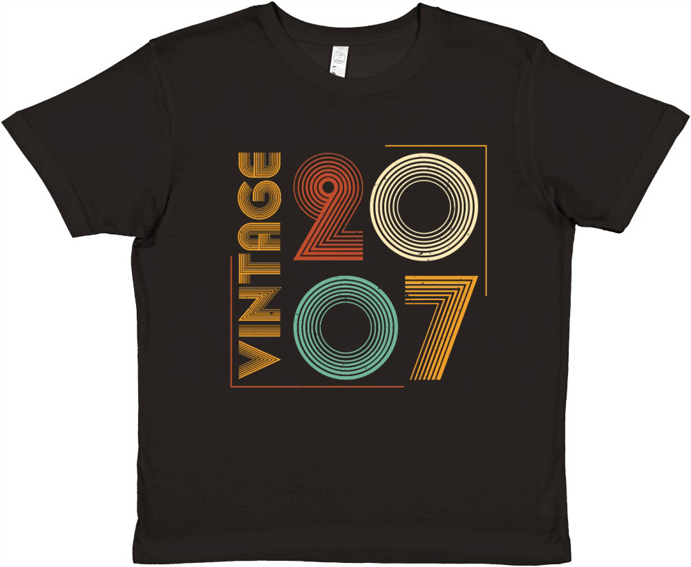 Vintage 2007 Birthday T Shirt Design (1) Premium Kids Crewneck T-shirt
