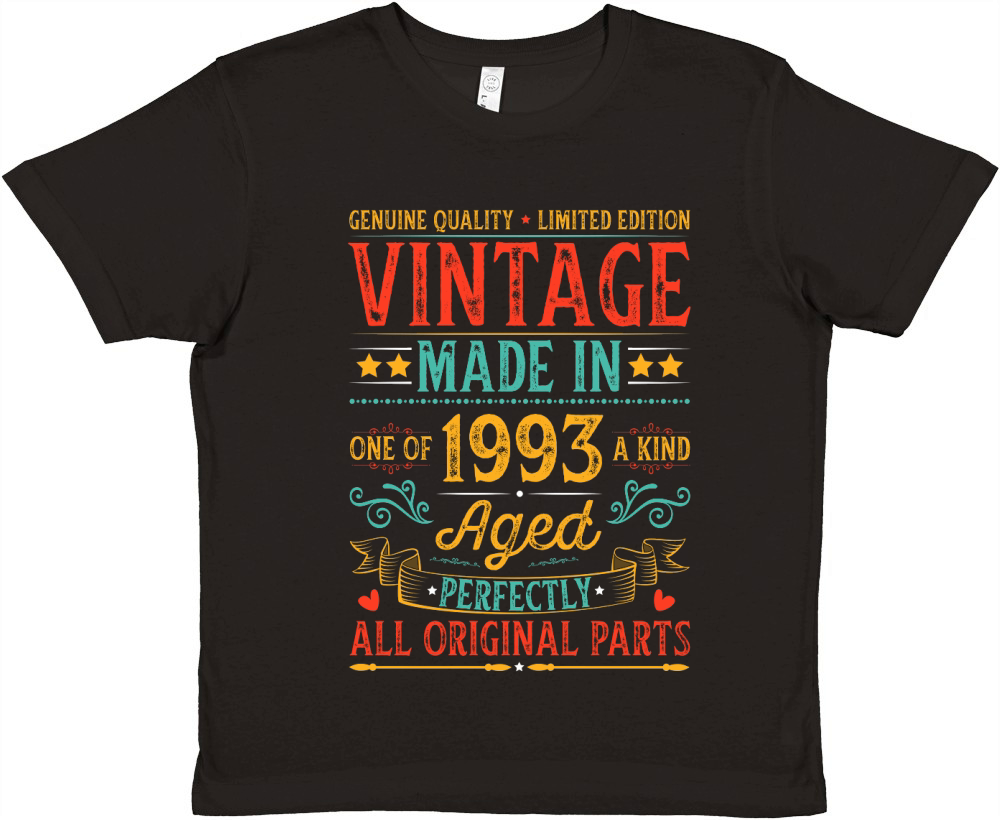 Vintage Made In 1993 Birthday T Shirt Design (1) Premium Kids Crewneck T-shirt