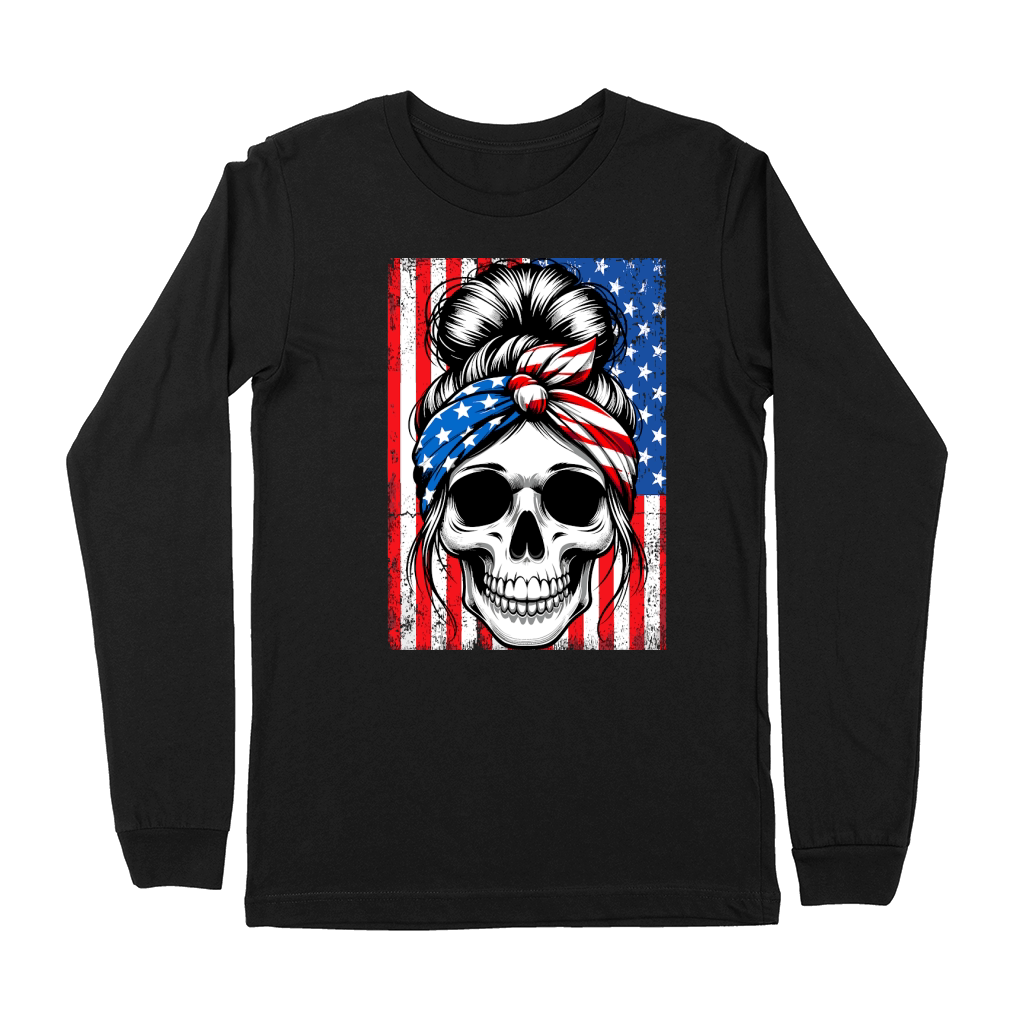 USA Flag Vintage Skeleton 4th of july Premium Long Sleeve