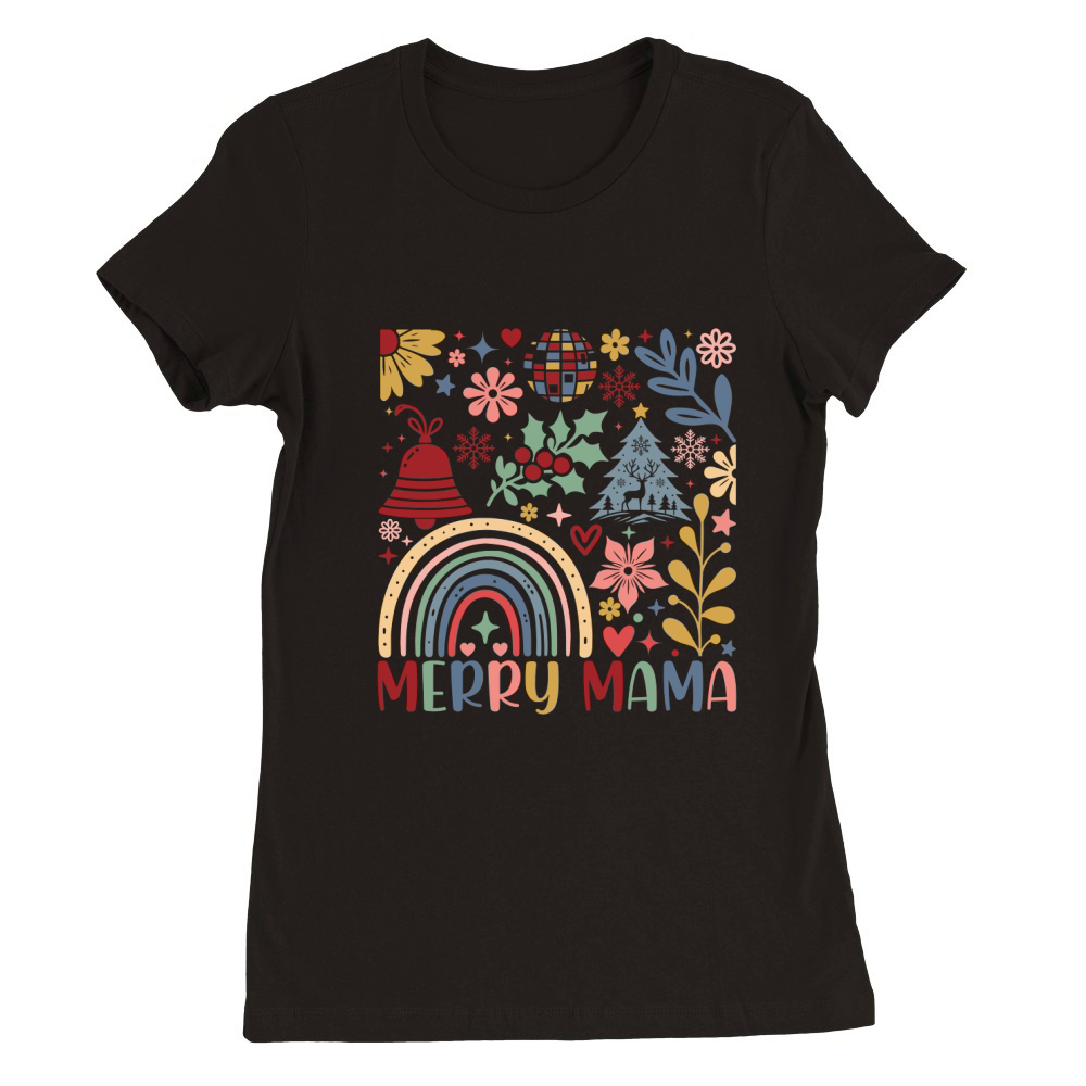 Merry Mama Boho Flowers 06 Premium Womens Crewneck T-shirt
