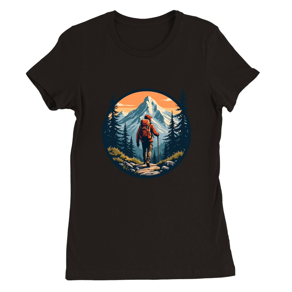 Mountain explorer hiking adventure Illus 13 Premium Womens Crewneck T-shirt